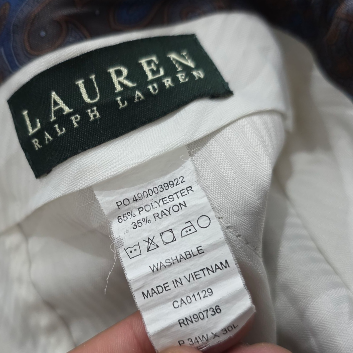 Pantalon Ralph Lauren 34x30 Recto Beige
