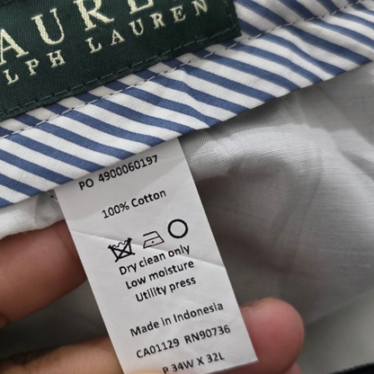 Pantalon Ralph Lauren 34x32 Pana Azul Recto