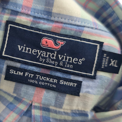 Camisa Vineyard Vines Xgrande Xl Slimfit Azul Claro Cuadro