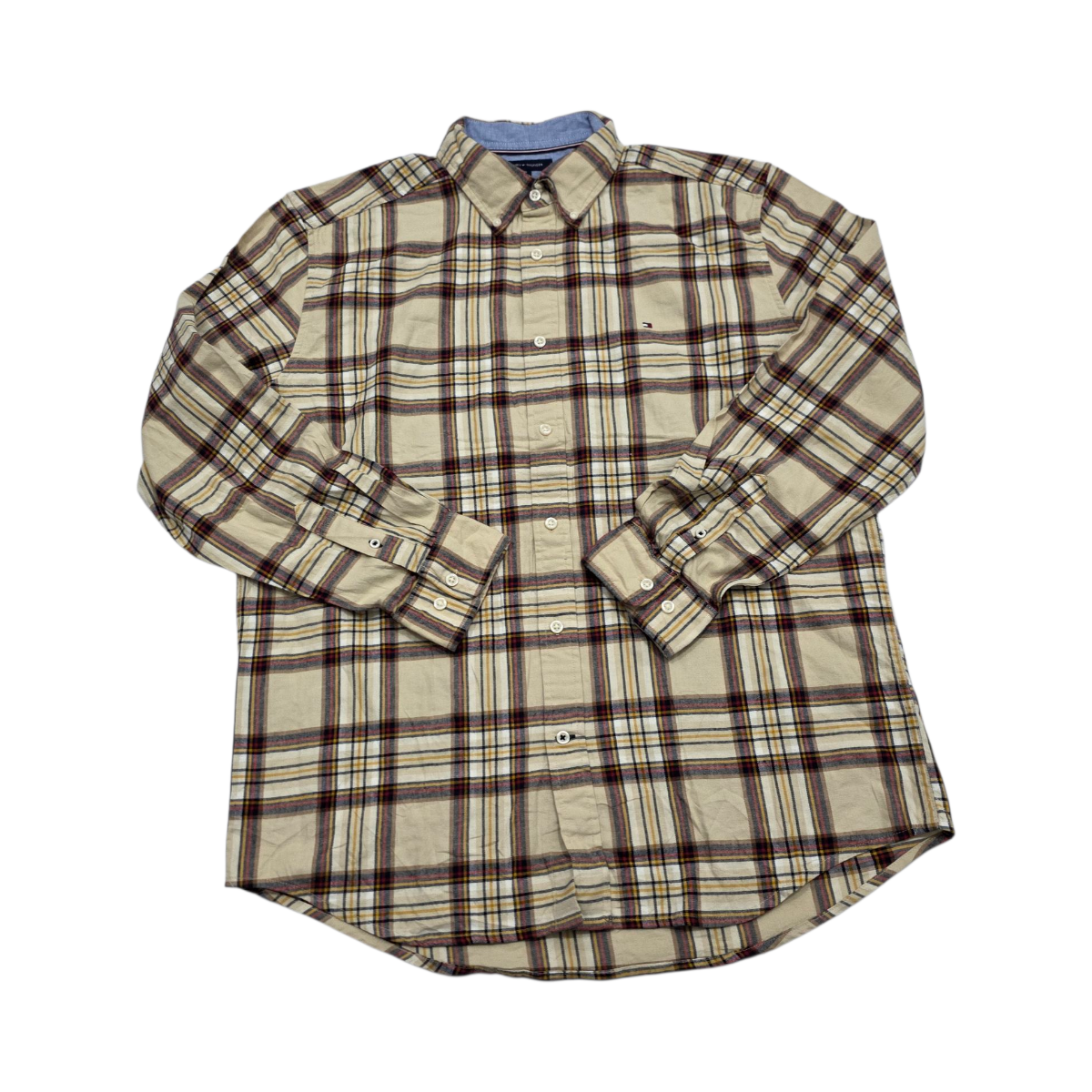 Camisa Tommy Hilfiger Grande L Classic Fit Cuadro Beige
