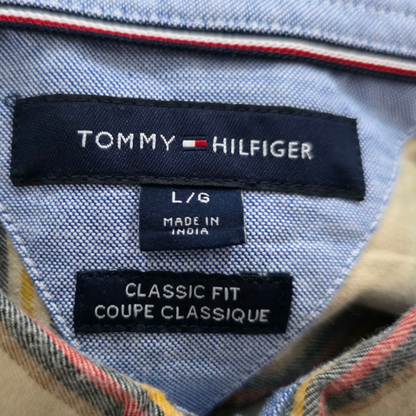 Camisa Tommy Hilfiger Grande L Classic Fit Cuadro Beige