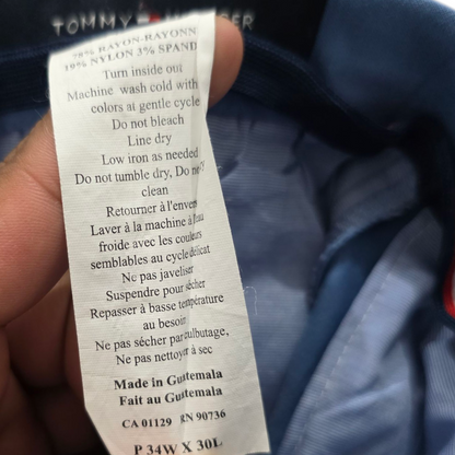 Pantalon Tommy Hilfiger 34x30 Recto Azul Metalico