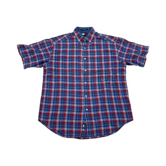 Camisa Manga Corta Tommy Hilfiger Grande L Cuadro Azul Rojo