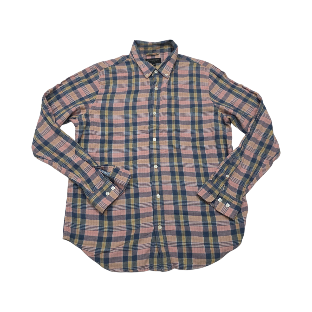 Camisa Banana Republic Grande L Slimfit Cuadro Rosa Y Azul