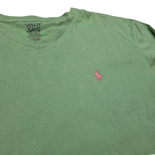 Playera Ralph Lauren Grande L Verde Pony Rosa
