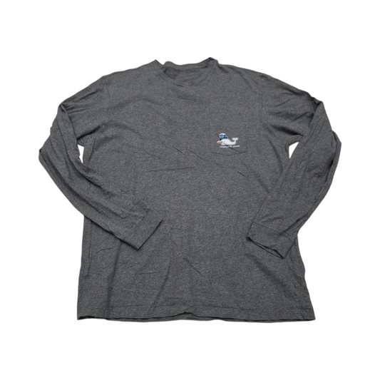 Playera Manga Larga Vineyard Vines Grande Gris Navidad