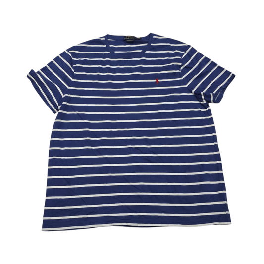 Playera Ralph Lauren Xgrande Xl Custom Slimfit Azul Lineas
