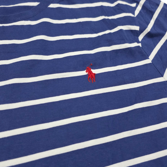 Playera Ralph Lauren Xgrande Xl Custom Slimfit Azul Lineas