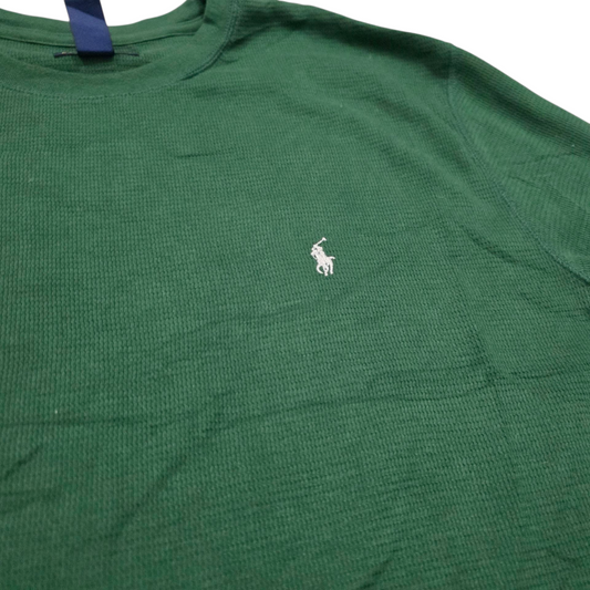 Playera Manga Larga Ralph Lauren 2xl Verde Pony Blanco