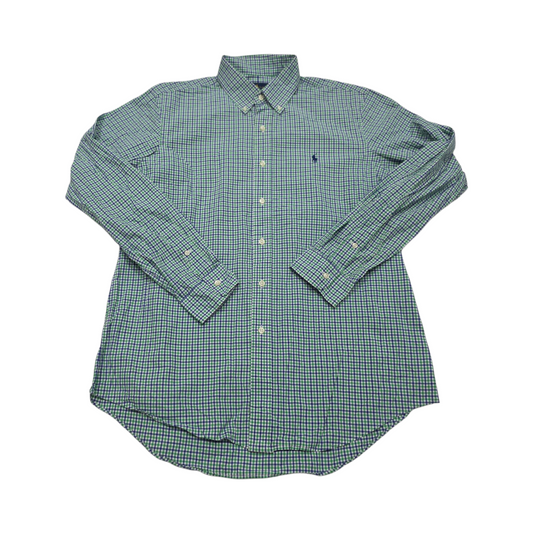 Camisa Ralph Lauren Grande L Cuadro Verde Y Azul Pony Azul
