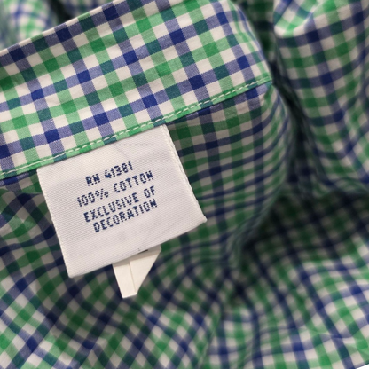 Camisa Ralph Lauren Grande L Cuadro Verde Y Azul Pony Azul