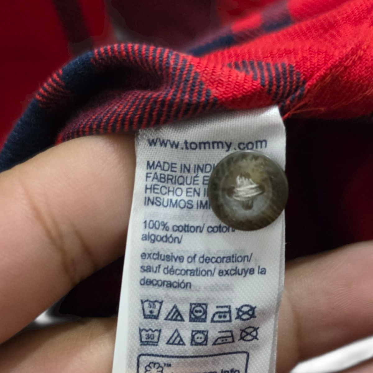 Camisa Tommy Jeans Grande L Regular Fit Cuadro Rojo Y Azul