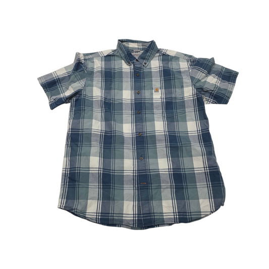Camisa Manga Corta Carhartt Grande Relaxed Fit Azul Y Blanco