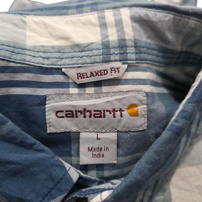 Camisa Manga Corta Carhartt Grande Relaxed Fit Azul Y Blanco