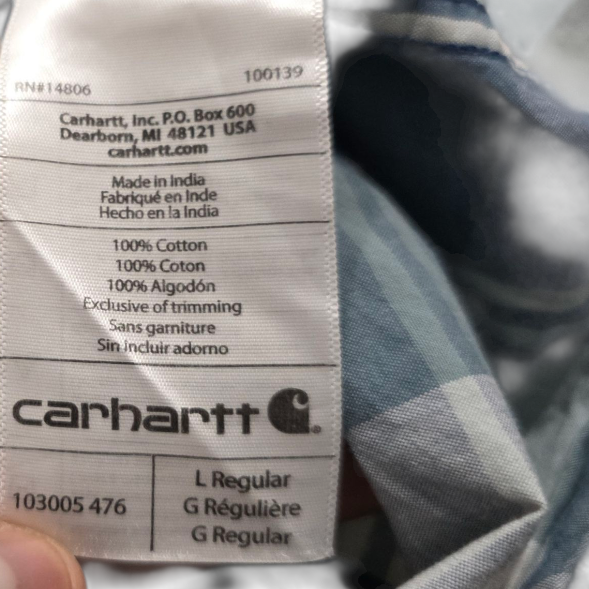 Camisa Manga Corta Carhartt Grande Relaxed Fit Azul Y Blanco
