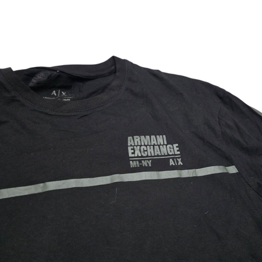 Playera Manga Larga Armani Exchange Xgrande Xl Regular Negro