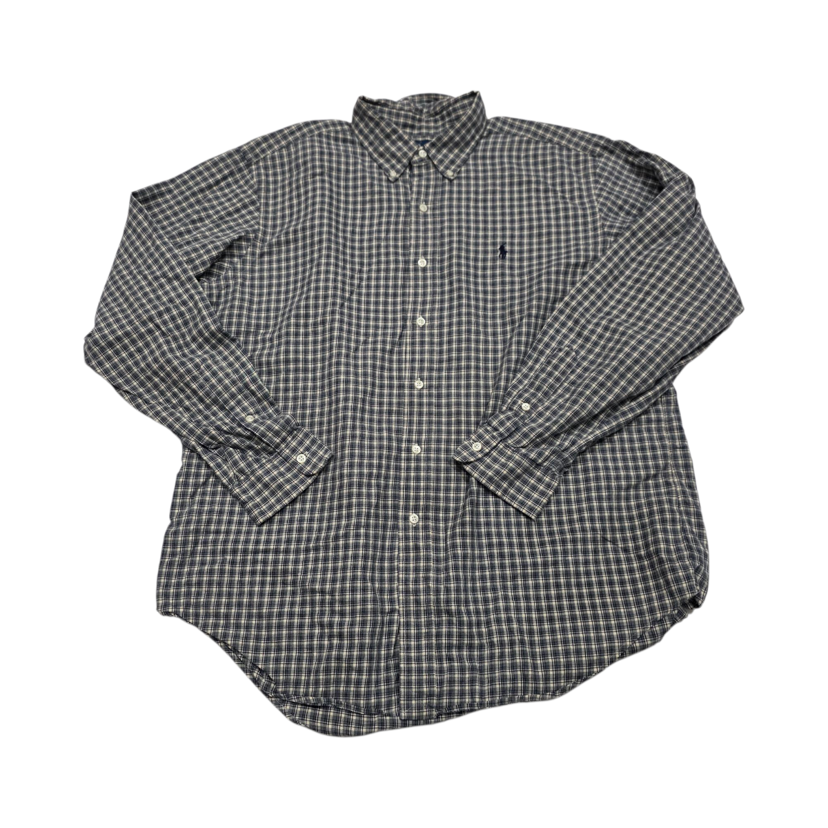 Camisa Ralph Lauren Xgrande Classic Fit Cuadro Azul Y Beige