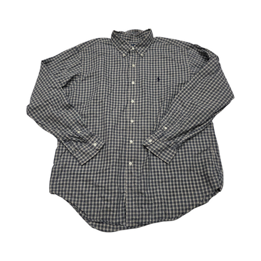 Camisa Ralph Lauren Xgrande Classic Fit Cuadro Azul Y Beige