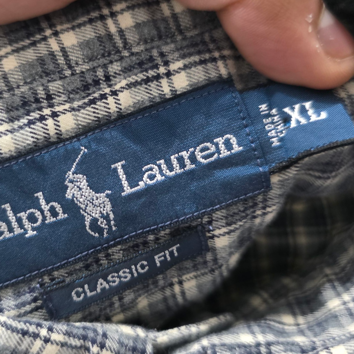 Camisa Ralph Lauren Xgrande Classic Fit Cuadro Azul Y Beige