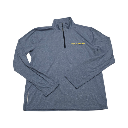 Playera Manga Larga Ralph Lauren Sport Mediana Azul cierre