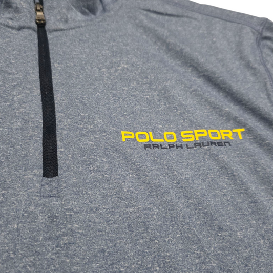 Playera Manga Larga Ralph Lauren Sport Mediana Azul cierre