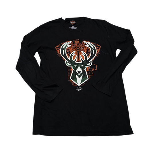 Playera Manga Larga Harley Davidson Bucks Mediana M Negro