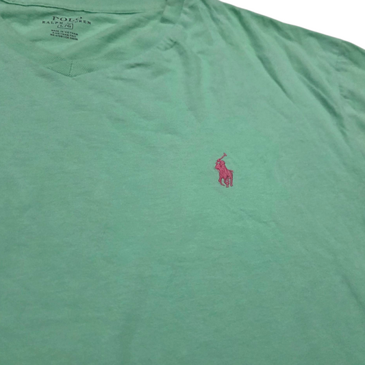 Playera Ralph Lauren Grande L Verde Agua Pony Rosa