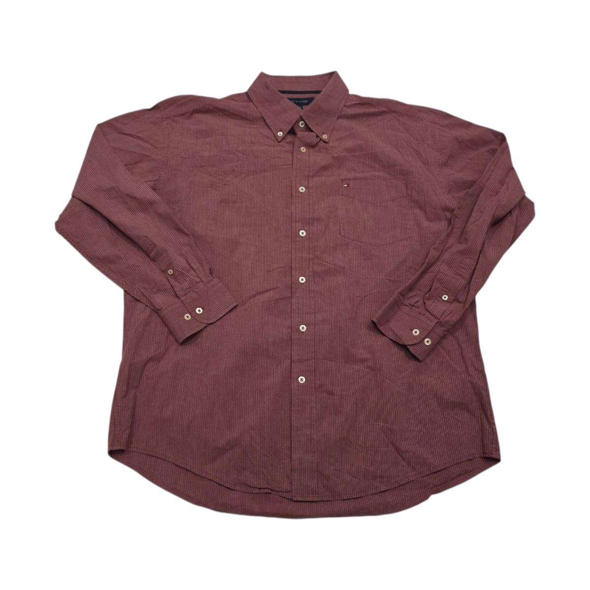 Camisa Tommy Hilfiger Xgrande Xl Vino Lineas
