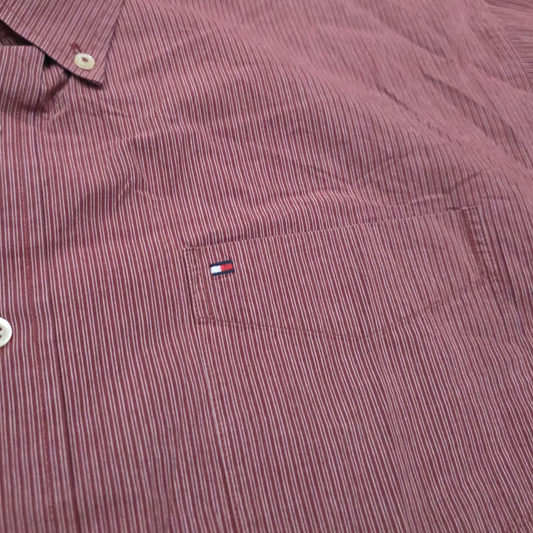 Camisa Tommy Hilfiger Xgrande Xl Vino Lineas