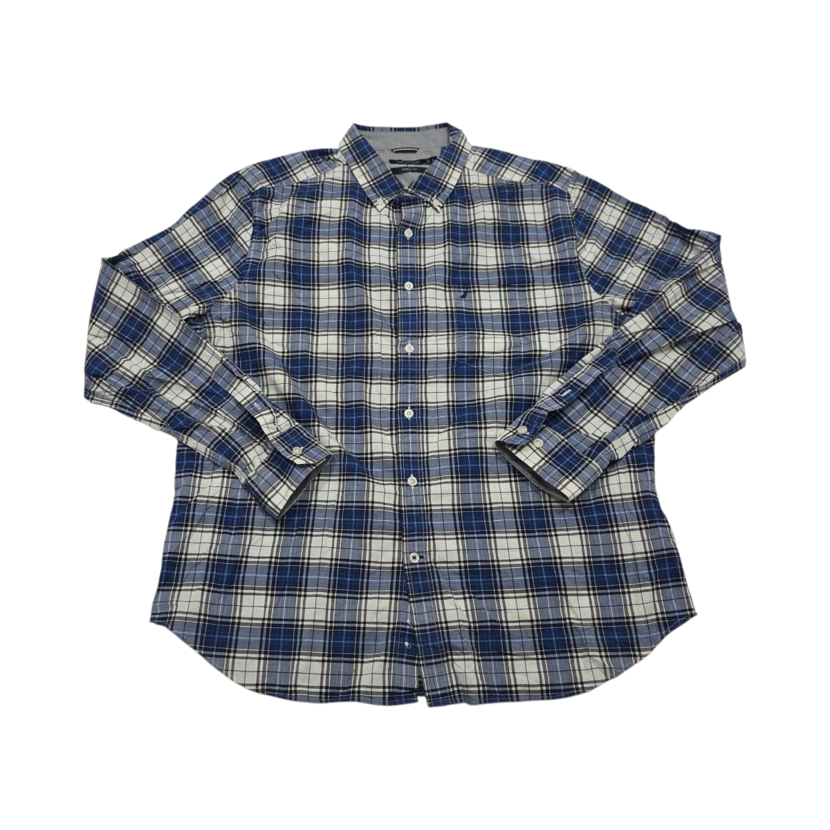Camisa Classic Fit Nautica Xgrande Xl Cuadro Azul Blanco