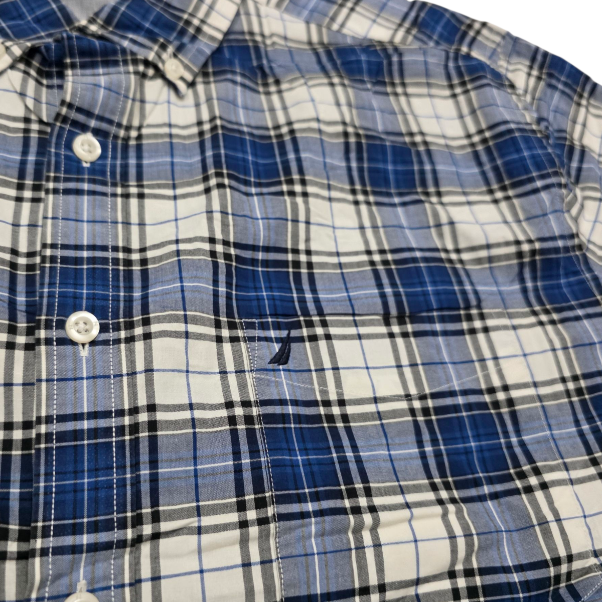 Camisa Classic Fit Nautica Xgrande Xl Cuadro Azul Blanco