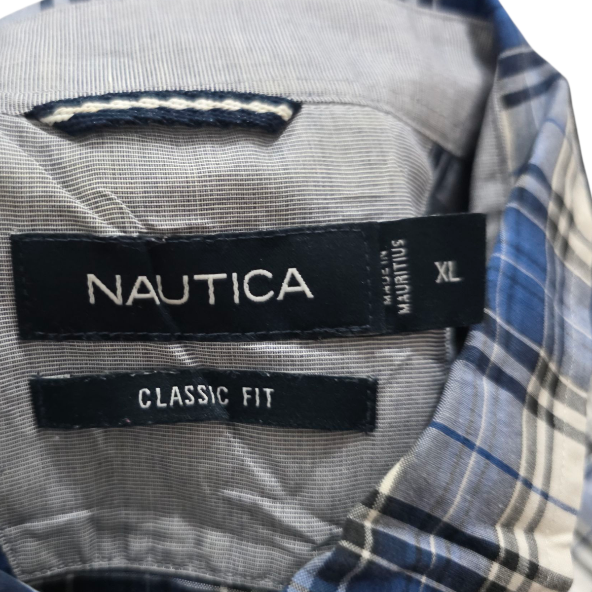 Camisa Classic Fit Nautica Xgrande Xl Cuadro Azul Blanco