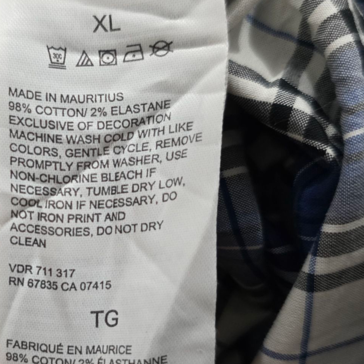Camisa Classic Fit Nautica Xgrande Xl Cuadro Azul Blanco