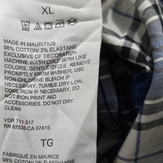 Camisa Classic Fit Nautica Xgrande Xl Cuadro Azul Blanco