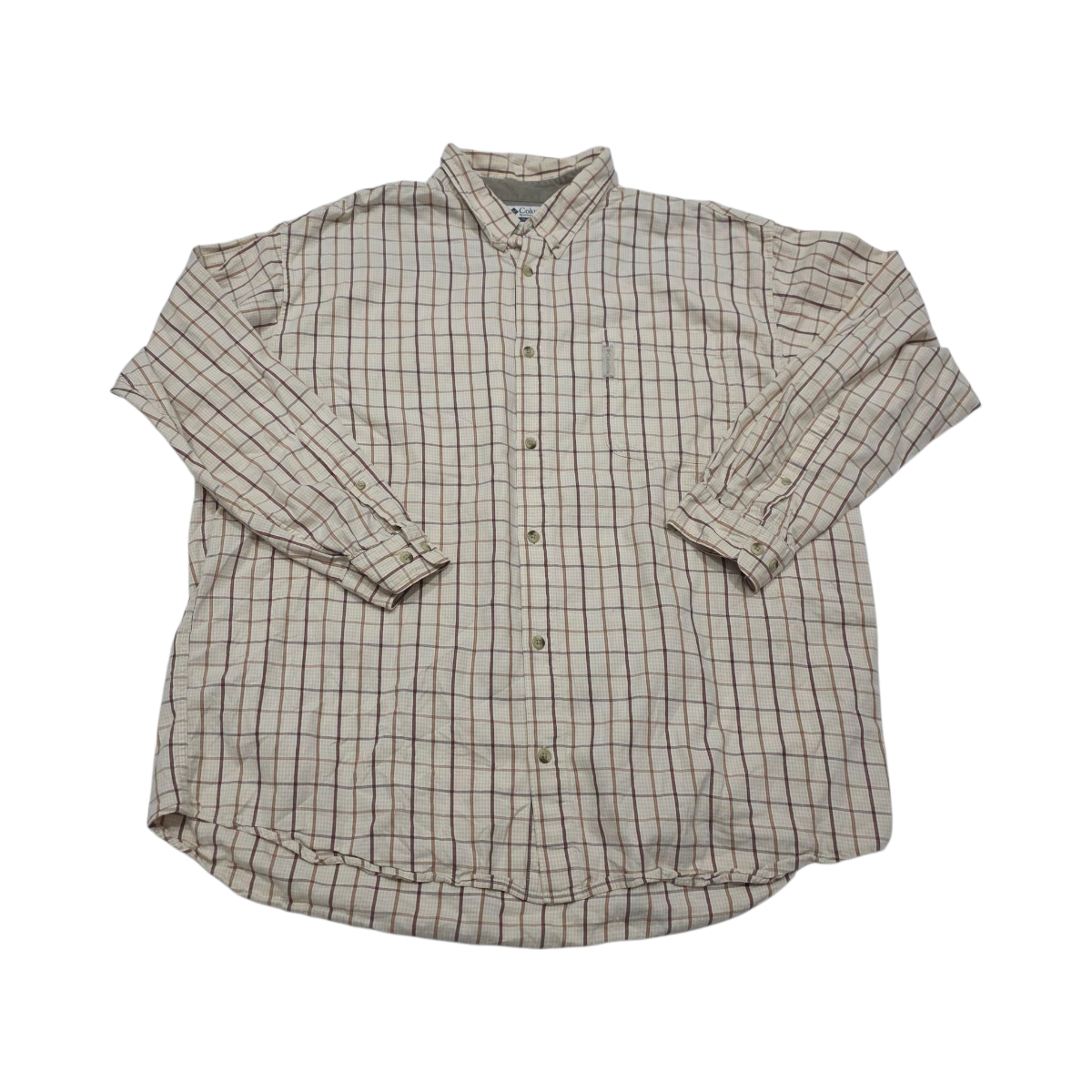 Camisa Columbia Xxl Beige Cuadros Cafe