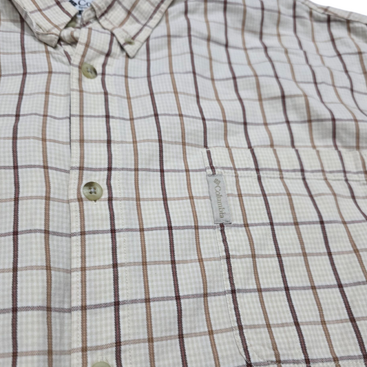 Camisa Columbia Xxl Beige Cuadros Cafe
