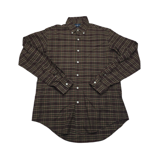 Camisa Ralph Lauren Mediana M Custom Fit Cuadro Cafe Y Verde