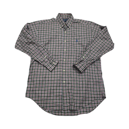 Camisa Ralph Lauren Mediana M Blake Cuadro Verde Pony Azul