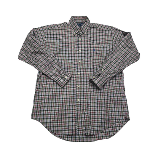 Camisa Ralph Lauren Mediana M Blake Cuadro Verde Pony Azul