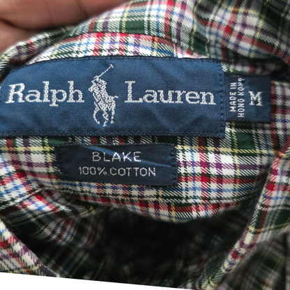 Camisa Ralph Lauren Mediana M Blake Cuadro Verde Pony Azul