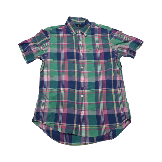 Camisa Ralph Lauren Mediana M Custom Fit Cuadro Azul Verde