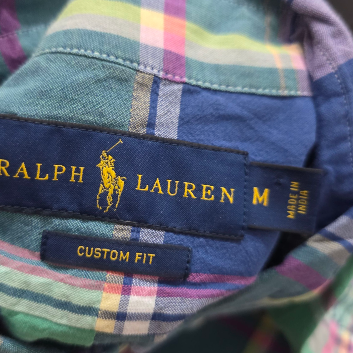 Camisa Ralph Lauren Mediana M Custom Fit Cuadro Azul Verde