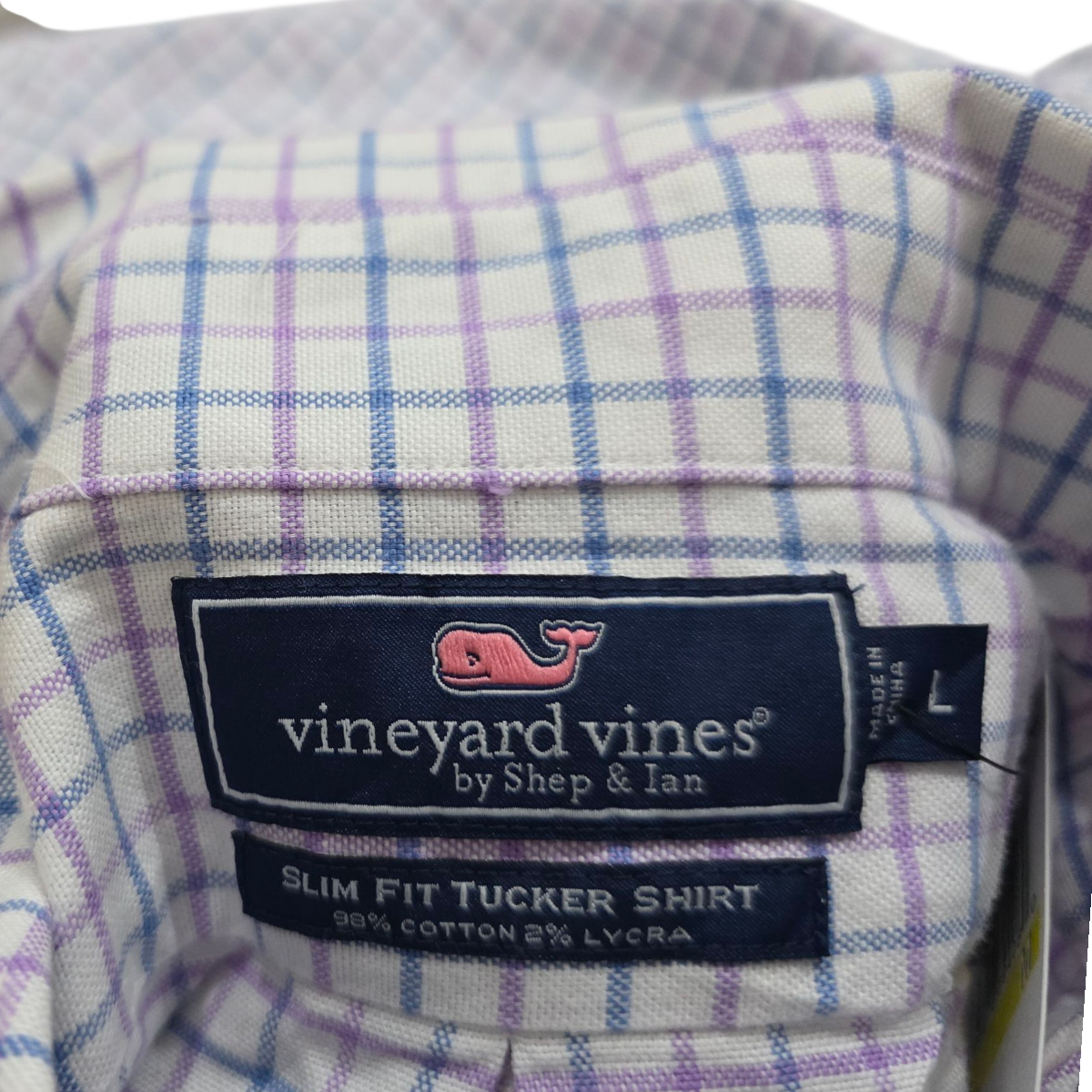 Camisa Vineyard Vines Grande L Slimfit Cuadro Blanco