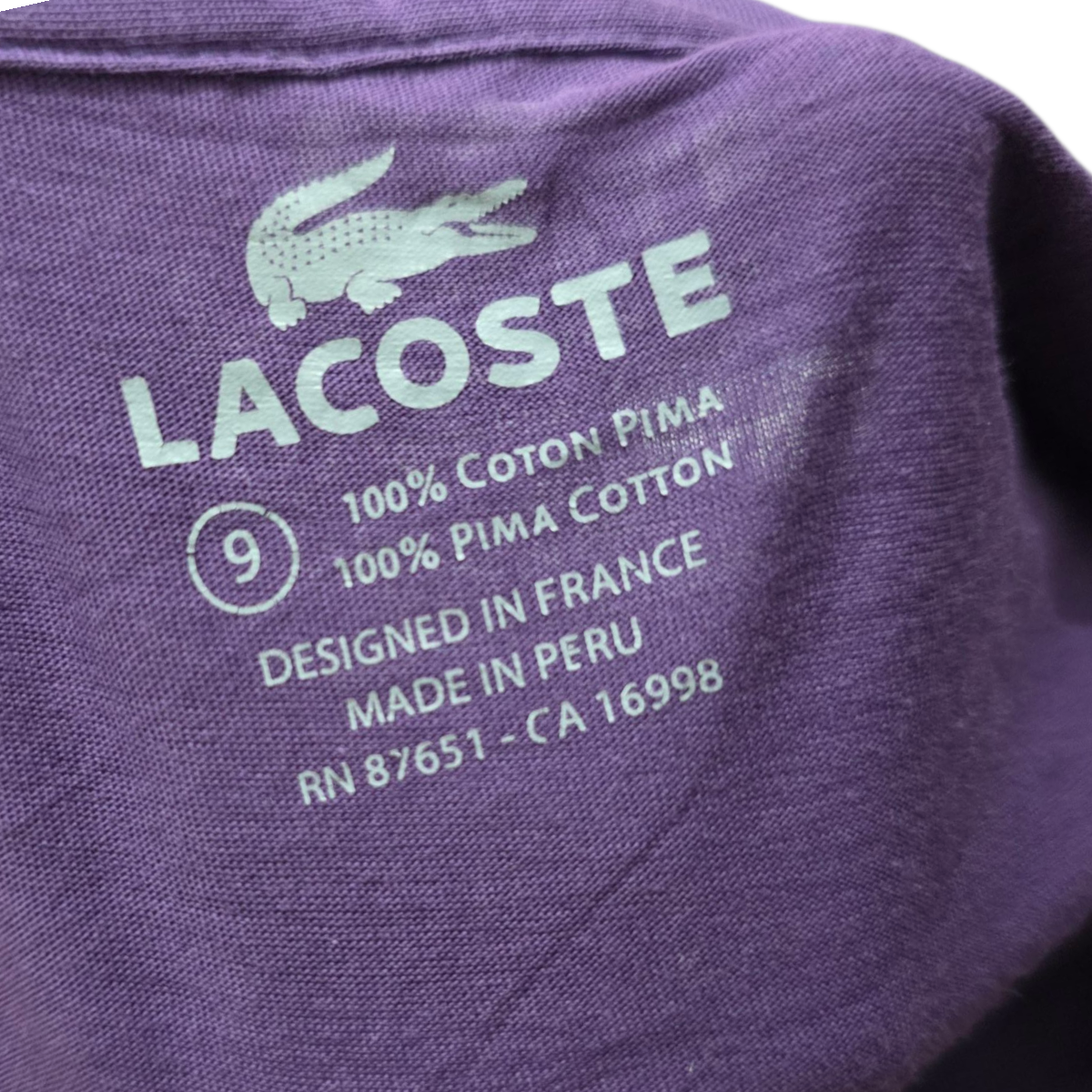 Playera Lacoste 3xl Fr 9 Violeta