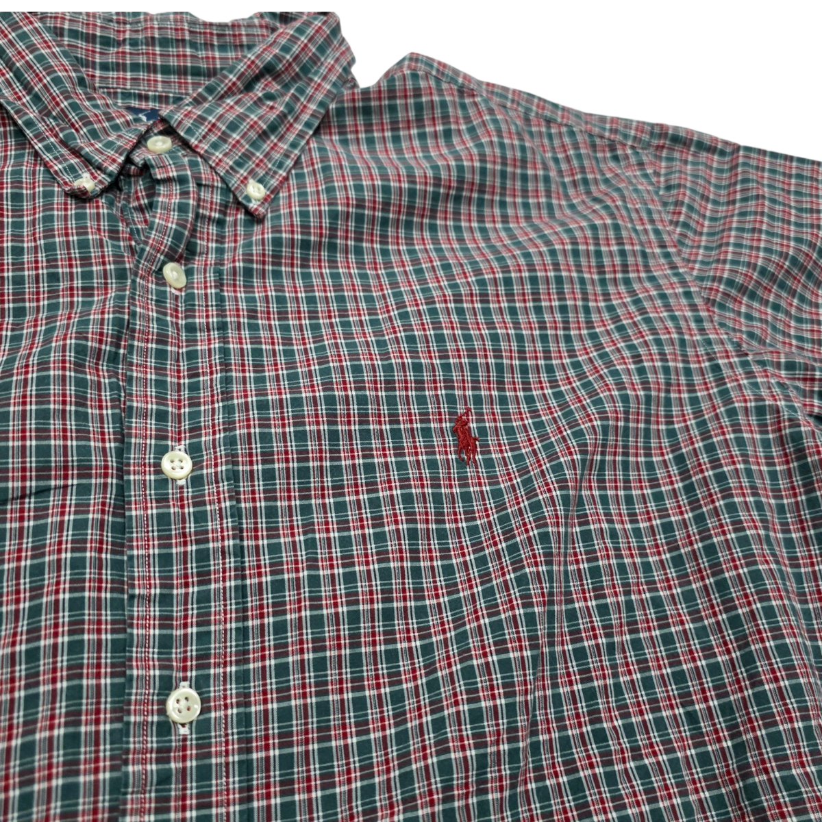 Camisa Ralph Lauren Xxl Cuadro Verde Y Rojo Pony Rojo