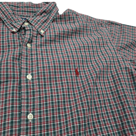 Camisa Ralph Lauren Xxl Cuadro Verde Y Rojo Pony Rojo
