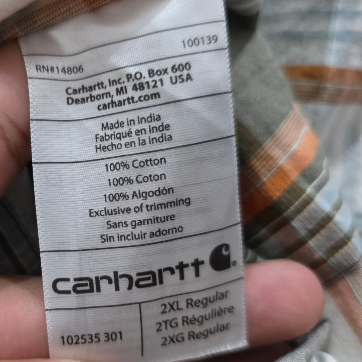 Camisa Manga Corta Carhartt 2xl Cuadro Verde
