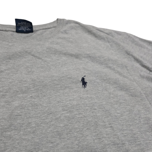 Playera Manga Larga Ralph Lauren Xl Gris Pony Negro Vintage