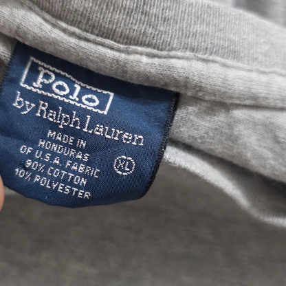 Playera Manga Larga Ralph Lauren Xl Gris Pony Negro Vintage