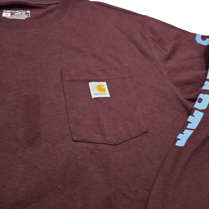 Playera Manga Larga Carhartt Loose Fit Xgrande Xl Vino
